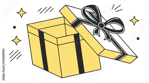 Gift Box Vector – Flat Yellow Present Icon with Ribbon