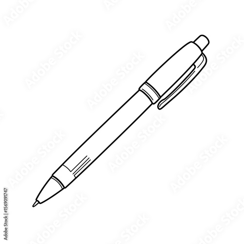Drawing of a ballpoint pen in black outline style  