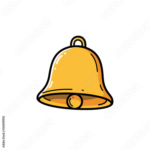 Yellow bell illustration on white background in simple style  