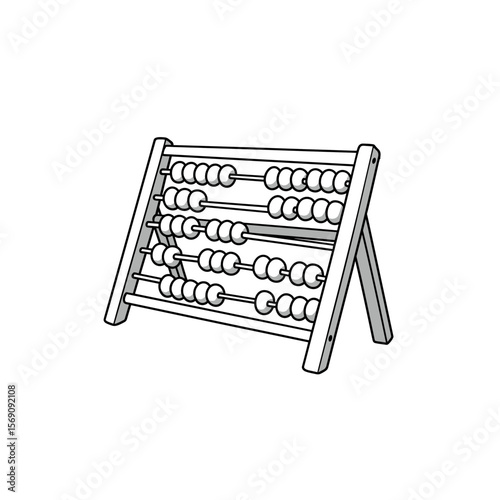 Wooden abacus with beads in educational and minimalist style  