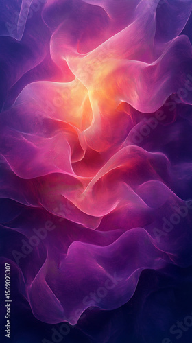 Abstract wave pattern with delicate textures and a blend of purple, pink, and golden hues for a calming yet vibrant effect.