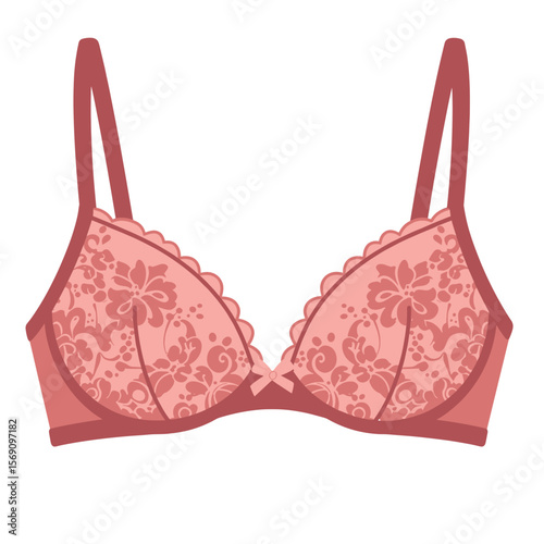 Lace bralette in pastel pink color with floral design and straps  