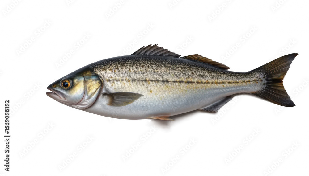 Fototapeta premium Detailed illustration of fish showcasing its sleek body, shimmering scales, and distinct fins. fish appears vibrant and lifelike, swimming gracefully through its aquatic environment