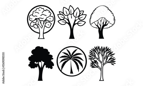 Collection of Hand-Drawn Tree Silhouettes