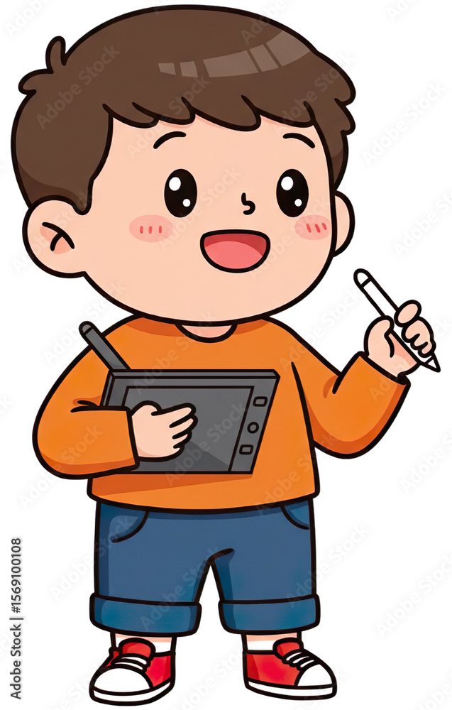 Girls Drawing with Pen Tablet | Digital Art Character Illustration Set Girls Drawing with Pen Tablet | Digital Art Character Illustration Set