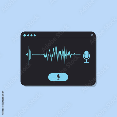 Audio recording interface with waveform and microphone symbol  
