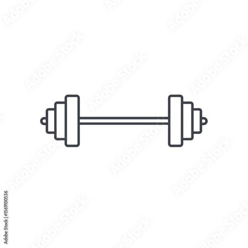 Dumbbell illustration in minimal style with black line art design  