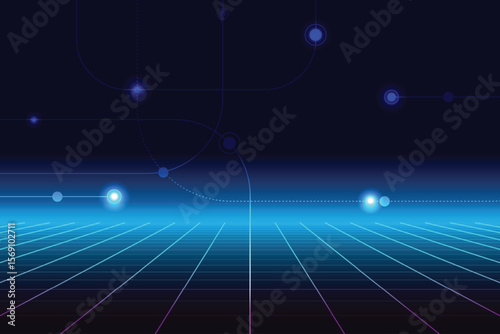 Retro cyberpunk style 80s game scene pixel art 8-bit sci-fi background. glowing neon grid and stars from vintage arcade computer games.	