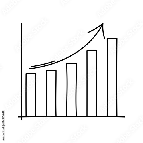 Bar Chart Outline Doodle, vertical financial graph showing growth, ideal for business reports, performance reviews, and investment presentations.
