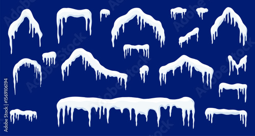 Frosty Festive Icons: Snow Caps and Icicles for Holiday Design