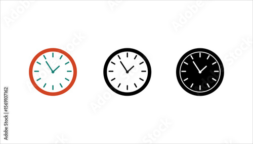 Time and clock icon set. isolated on white, vector Illustration
