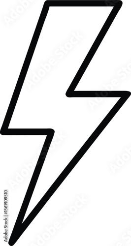 Simple black outline lightning bolt symbol on a clean white background