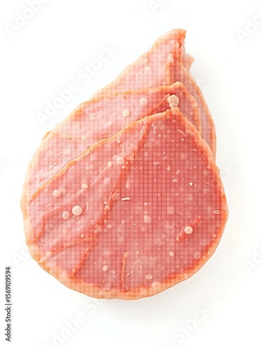 Fresh ham, slice, transparent background, close up