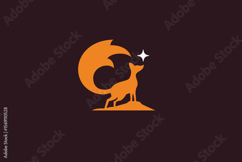 North Star Fox logo with a cute fox silhouette with a star on top.