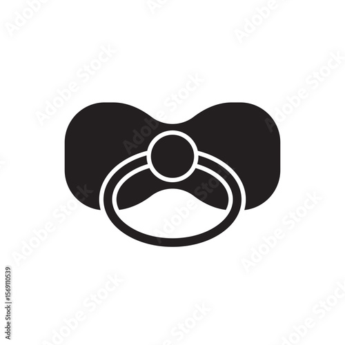 Shielded pacifier icon. baby soother with protective guard and oval nipple.