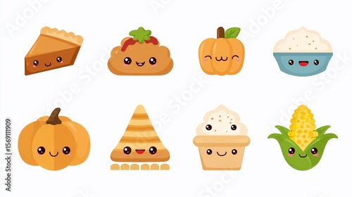 Cute Thanksgiving food icons
