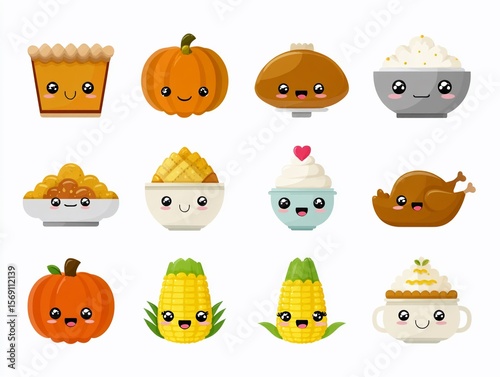 Cute Thanksgiving food icons