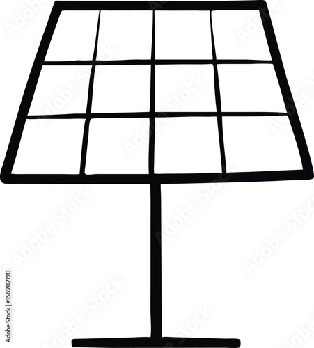 Simple black outline drawing of a solar panel on a white background