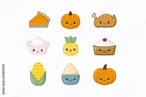 Cute Thanksgiving food icons