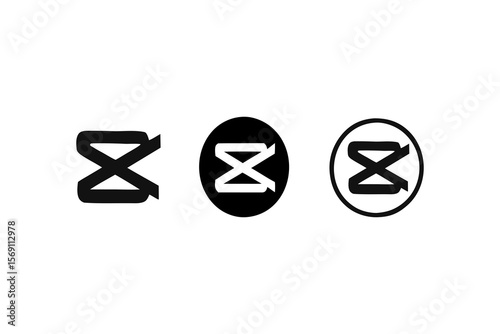 Stylized Representations of a Ribbon Shape with Varied Designs Symbolic of Film Editing and Creative Video Production