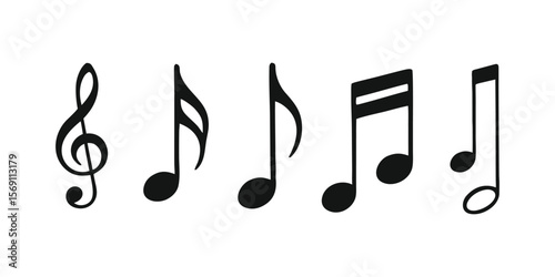 Elegant Musical Notation Set Featuring Treble Clef and Various Note Values Conveying Music Theory and Composition