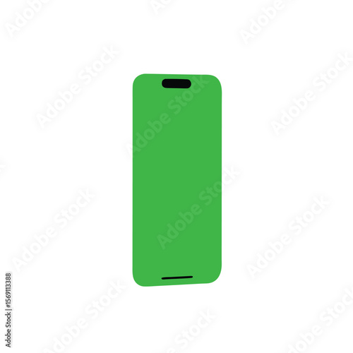 A Modern Smartphone with Green Screen Display Mockup for App Presentation and User Interface Testing on White Background
