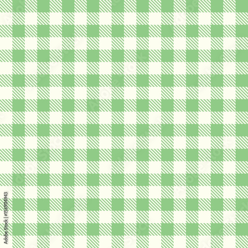 Seamless vector pattern green white gingham check tablecloth picnic style traditional textile country kitchen background vintage rustic fabric summer natural minimal geometric decor