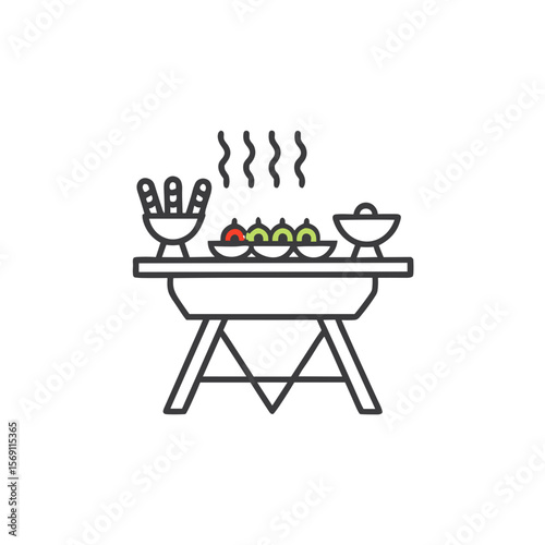 BBQ grill icon for outdoor cooking blogs, summer party invitations, and food festival designs