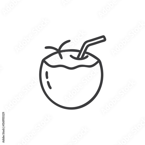 Coconut icon for tropical drink recipes, health blogs, and summer party invitations