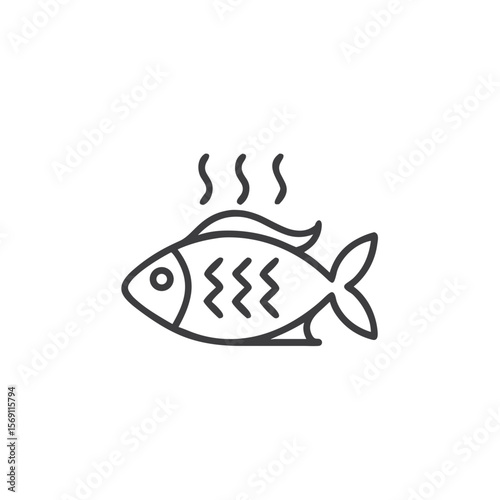 Grilled fish icon for seafood restaurants, cooking tutorials, and healthy diet blogs