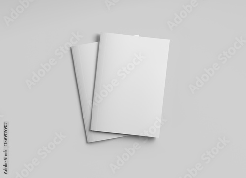 Two isolated magazine covers Mockup on white background with soft shadows. 3D rendering
