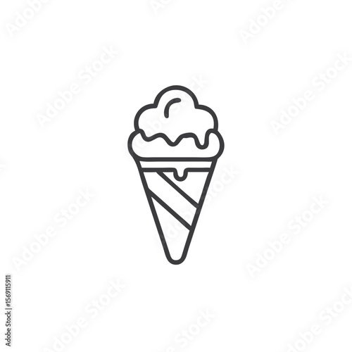 Ice cream cone icon for dessert menus, summer party invitations, and food blogs
