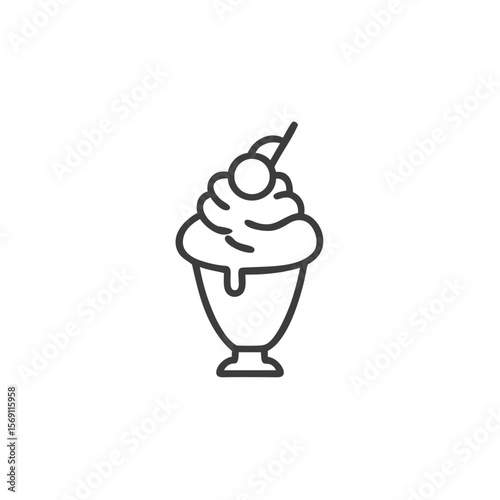 Ice cream sundae icon for dessert menus, cafe promotions, and summer food blogs