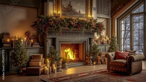 A living room filled with furniture and a fire place