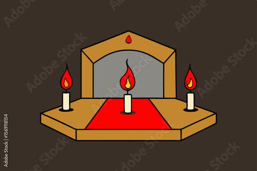 Burning candle on a table vector illustration, a symbol of business success