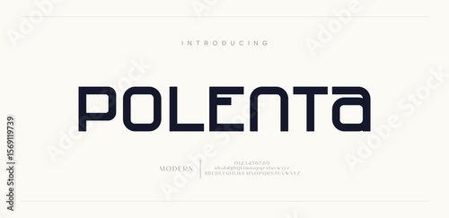 Polenta  abstract minimal modern alphabet fonts for logo. Typography technology electronic digital music future creative font. vector illustration 