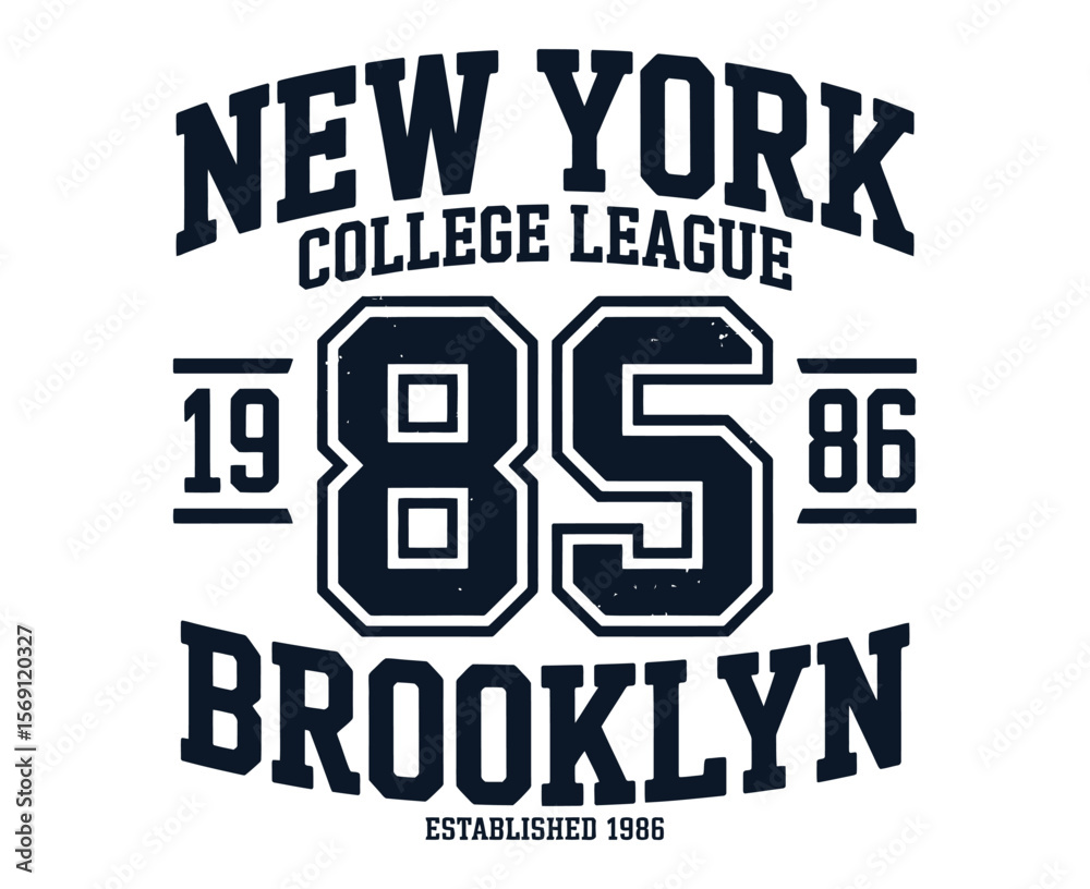 Fototapeta premium New York, Brooklyn t-shirt design. T-shirt print design in American college style. Athletic typography for tee shirt print in university and college style. Vector 