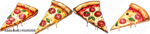 Burning fire flames on white, perfect for an italian pizza with delicious pepperoni and cheese illustration