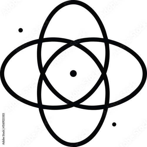 Abstract geometric design with intersecting oval shapes and scattered dots