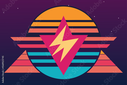 Retro Pop Art With Geometric Background And Halftone Effects