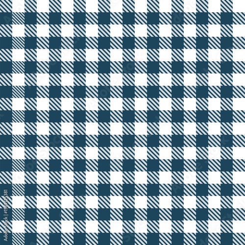 Seamless vector pattern navy white checkered plaid background repeat tartan fabric texture classic textile design elegant modern geometric layout retro style for clothing wrapping decoration