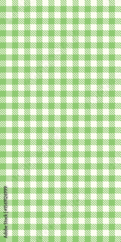 Seamless vector pattern with green and white gingham squares with diagonal stripes perfect for spring themes, Easter decor, picnic backgrounds, eco packaging, fresh textile, countryside design