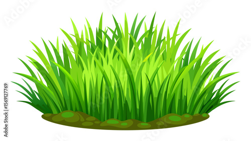 Vector art of a lush green grass bush isolated on white background
