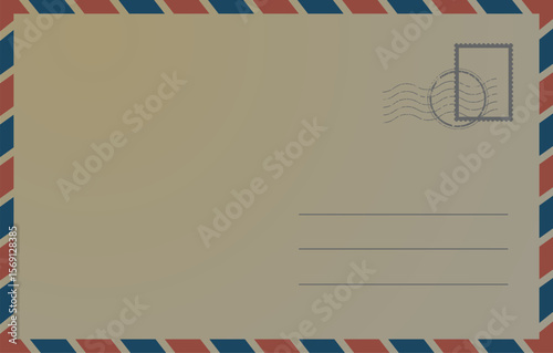 Retro postal card background. Postcard template in vintage style, stamp marks and border design