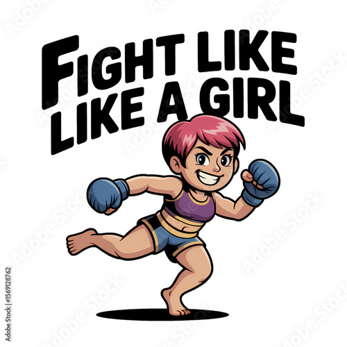 Dynamic cartoon character with pink hair practicing boxing skills in a playful style