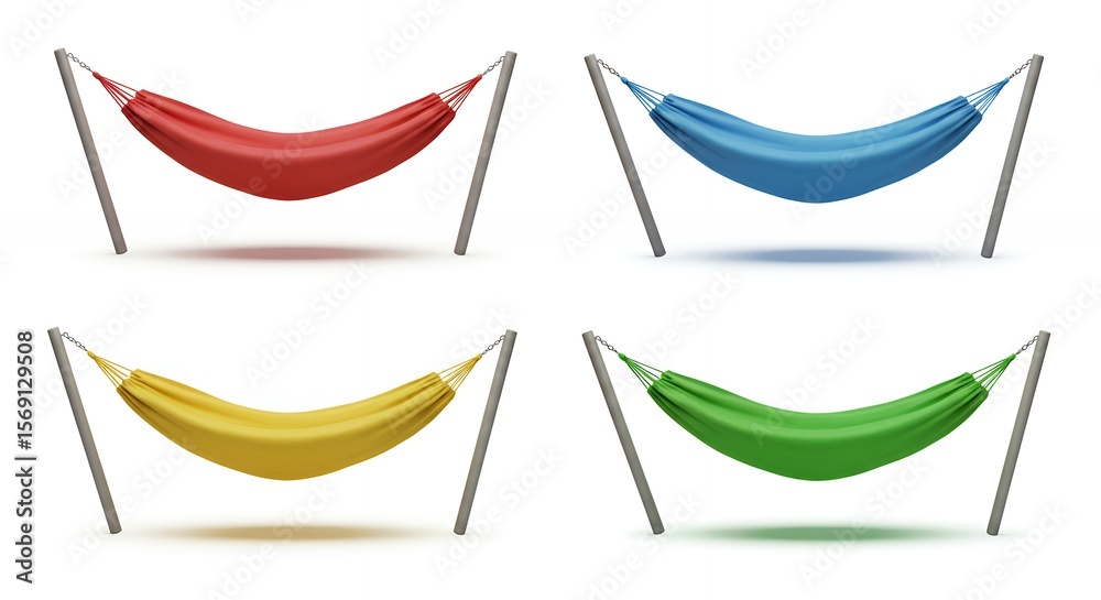 Fototapeta premium Colorful hammocks collection illustration