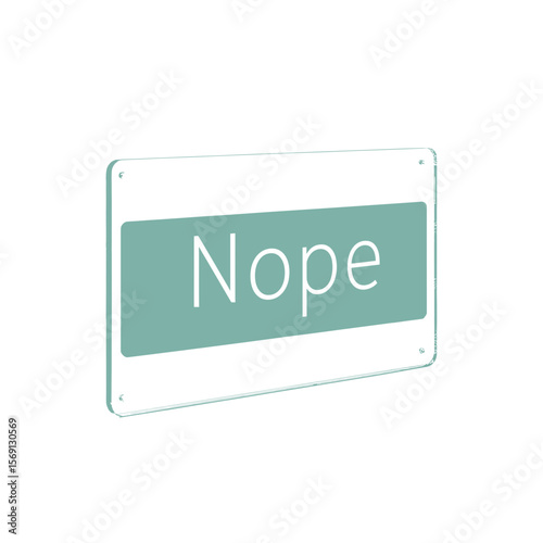 Mint green NOPE sign isolated on transparent background