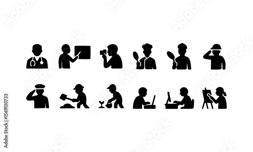 Professional Occupation Icons Diverse Professions Vector Set