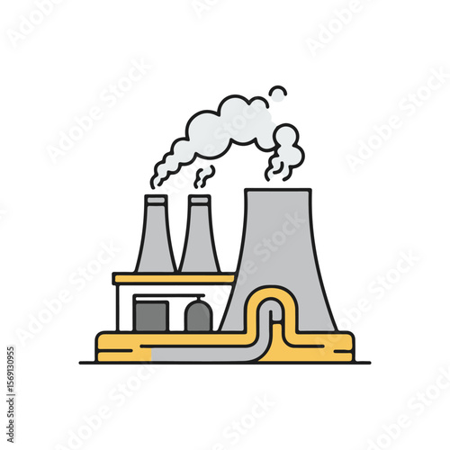 Geothermal Power Plant Icon – Flat Vector Energy alternative Illustration