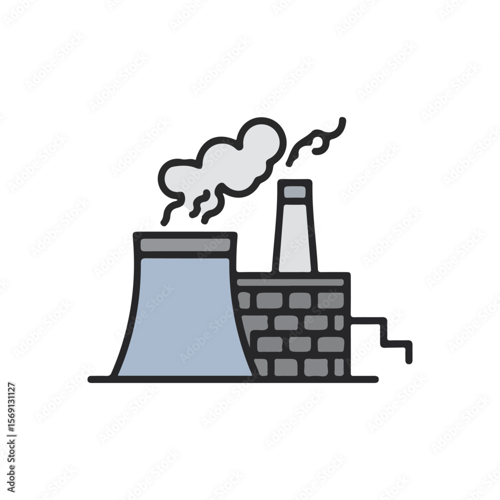 Geothermal Power Plant Icon – Flat Vector Energy alternative Illustration Geothermal Power Plant Icon – Flat Vector Energy alternative Illustration